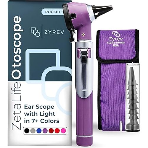 Zyrev ZetaLife Otoscope - Ear Scope with Light, Ear Infection Detector, Pocket Size (Purple Color)