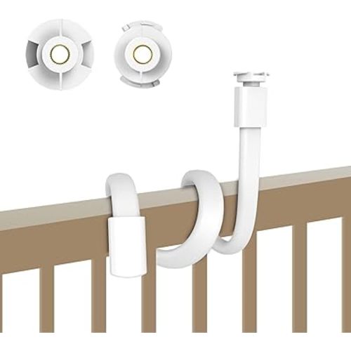 Flexible Baby Monitor Mount for HelloBaby HB6550/HB65/HB66/HB6558/HB248, ANMEATE SM935E/SM650, Compatibile with Bonoch ChildsFarm Eufy Baby Monitor, 20'' Arm Bracket Holder to Crib Cot Shelves, White