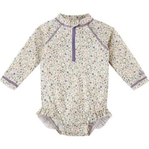 Long Sleeve Ruffle Legged Swim Suit, 6-12M