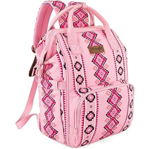 Wrangler Aztec Diaper Bag Backpack Organized Travel Baby Bag with Stroller Strap
