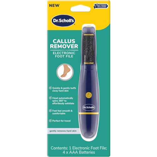 Dr. Scholl's Callus Remover Electronic Foot File, Electric Hard Skin Removal for Feet, Effortless Soft Smooth Skin in Minutes, Perfect for Travel, for Women & Men, AAA Batteries Included