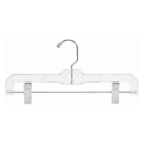 Childrens Hangers 12" Clear Plastic Pant/Skirt - Box of 25 | Adjustable Clips, Swivel Hook | Kids Clothes Hangers for Baby, Toddler & Childrens Closet