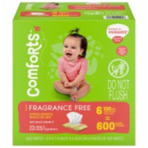 Comforts™ Fragrance Free Baby Wipes, 6 pk / 100 count