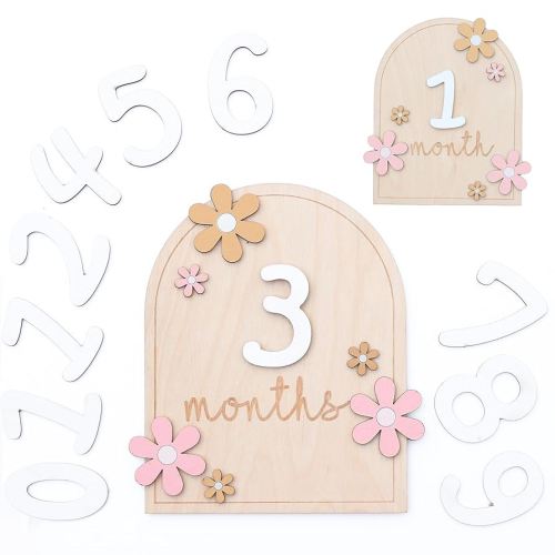 HONOCOOLS Baby Monthly Milestone Cards - Wooden Monthly Milestone Discs - Newborn Photography Props to Document Your Baby's Growth - Baby Announcement Sign (Flower), (BMM01) : Amazon.com.au: Baby