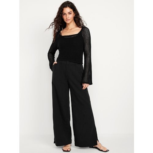 High-Waisted Crinkle Gauze Wide-Leg Pants | Old Navy