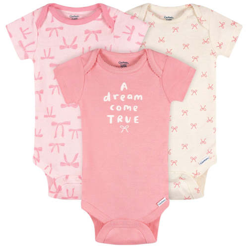 3-Pack Baby Girls Dream Come True Short Sleeve Onesies® Bodysuits – Gerber Childrenswear