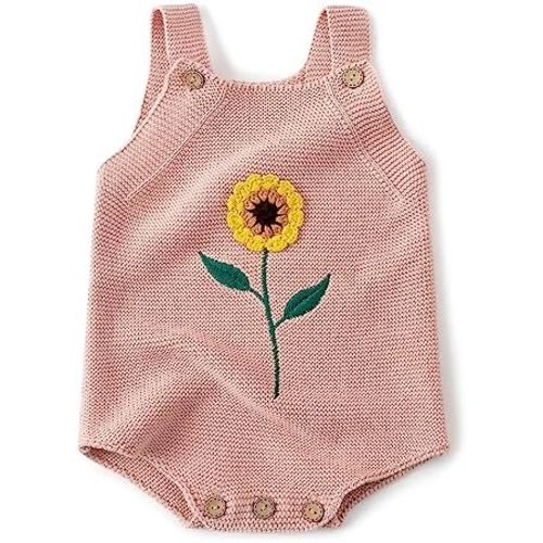 Simplee kids Baby Girls Sunflower Knit Rompers Knit Clothes for Newborn Baby Girls