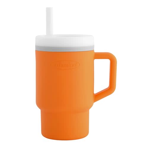 Infantino My 1st Tumbler, Silicone Sippy Cup with Straw & Handle, Spill-Resistant, for On-the-Go, BPA-Free Transition Cup, Creamsicle