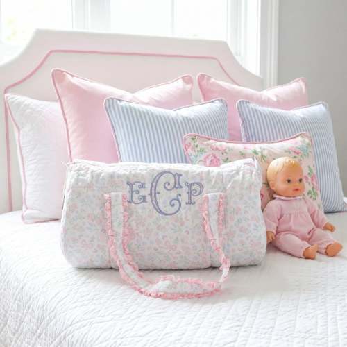 Pastel Floral & Bows Quilted Duffel