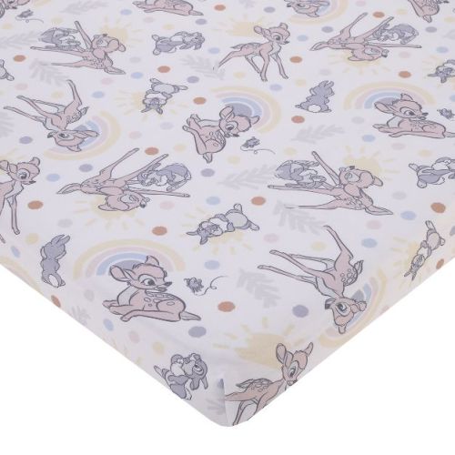 Disney B Is For Bambi Tan, Gray, And White Nursery Fitted Mini Crib Sheet
