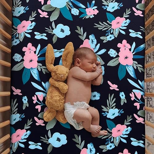 Soft Fitted Crib Sheet, Stretchy and Breathable Toddler Crib Sheet for Boys and Girls, Fits Standard Crib and Toddler Mattress (Black Orchid)