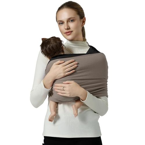 Baby Wraps Carrier, Baby Carrier Wrap Baby Wearing Wrap Newborn Wrap Carrier, Baby Sling, Baby Carrier Sling for Newborn and Infant, Black+Brown
