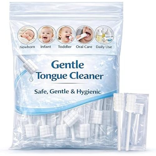 MAQIHAN 50pcs Baby Tongue Cleaner - Newborn Baby Oral Cleaner Disposable