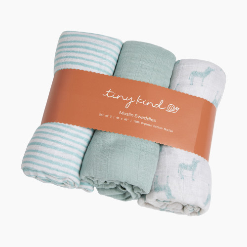 Tiny Kind Muslin Swaddle (3 Pack) - Ashley Blue Zebra