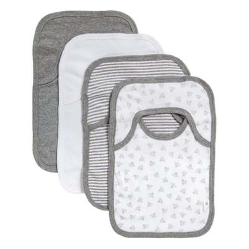 Burt's Bees Baby Organic Cotton Unisex Bibs, Absorbent Terry Towel Backing, Heather Grey, 4-Pack