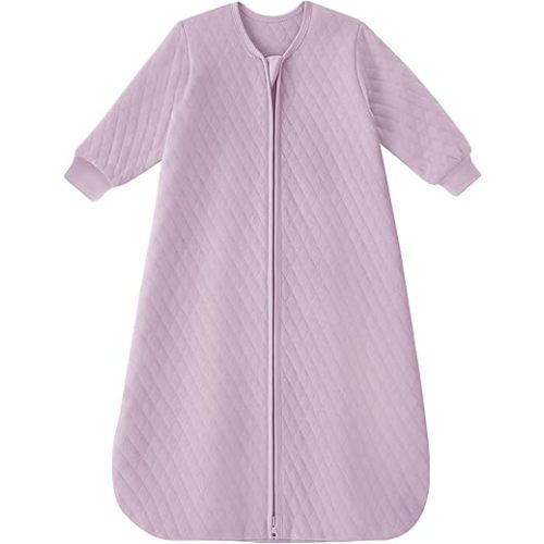 Yoofoss Baby Sleep Sack 6-12 Months 1.0 Tog Long Sleeve Sleep Sack Organic Cotton Wearable Blanket for Infants 2-Way Zipper Quilted Sleeping Sacks(Medium)