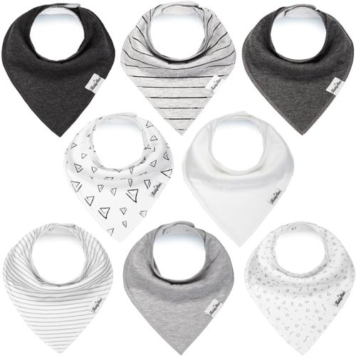 Bandana Bibs, Toddler Bibs, Drooling Bibs, Teething Bibs, Feeding Bibs, Newborn Bibs, Baby Bibs, Organic Cotton - Classic(8 Pack)