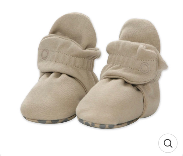 Zutano Cotton Gripper Stay-On Baby Bootie Slipper - Khaki - 6M