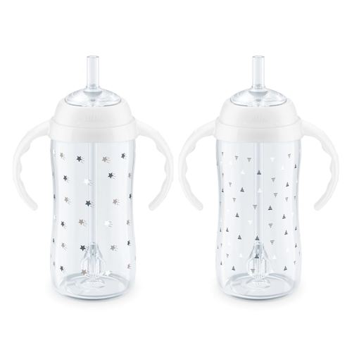 NUK Learner Straw Cup, 10oz, 2-Pack - Toddler Sippy Cup with Soft Straw for Easy Drinking, Suitable for Ages 8 Months and Up, Timeless Collection
