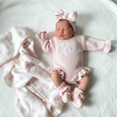 Hand Embroidered Personalized Baby Romper for Newborn