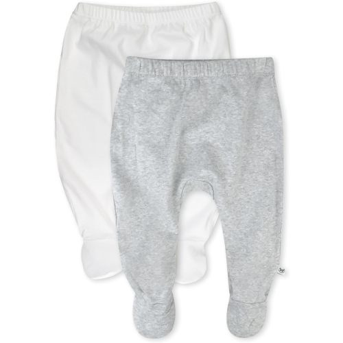 HonestBaby 2-Pack Footed Pants Roomy Fit Pull on Bottoms 100% Organic Cotton for Infant Baby Boys, Girls, Unisex