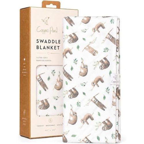Copper Pearl Swaddle Blankets for Newborns | Soft Stretchy Receiving Blankets for Boys and Girls | Large 46 x 46 Inch Baby Blankets | Lightweight and Breathable Swaddles | Noah