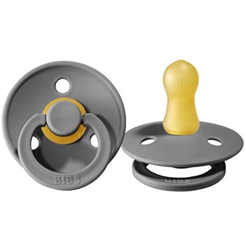 BIBS Baby Pacifier | BPA-Free Natural Rubber | Made in Denmark | Smoke 2-Pack (0-6 Months)