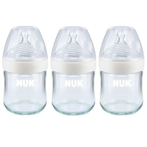 NUK Simply Natural Glass Baby Bottles, 4 oz, 3 Pack