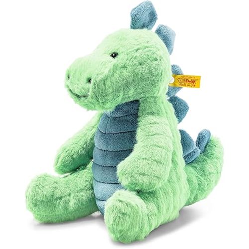 Steiff Spott Stegosaurus Dinosaur Plush Stuffed Animal Toy Friend, Green and Blue, 11"