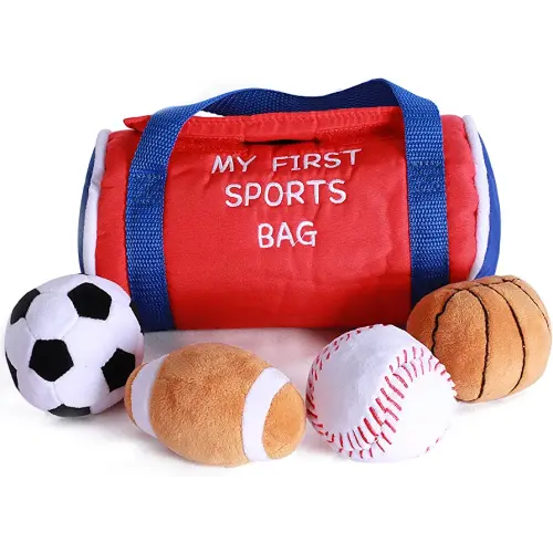 Obami My First Sports Bag Baby, 4 Tiny Cloth Balls, Interesting and Rich Sport Balls for Early Education Baby Toy