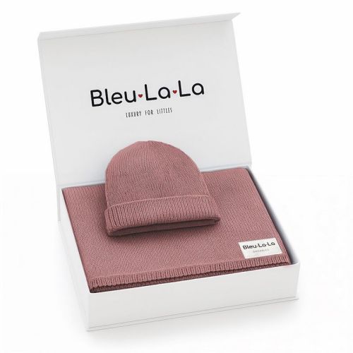 Bleu La La Luxe Collection 100% Organic Luxury Knit Baby Blanket + Hat Set - Sugar Plum