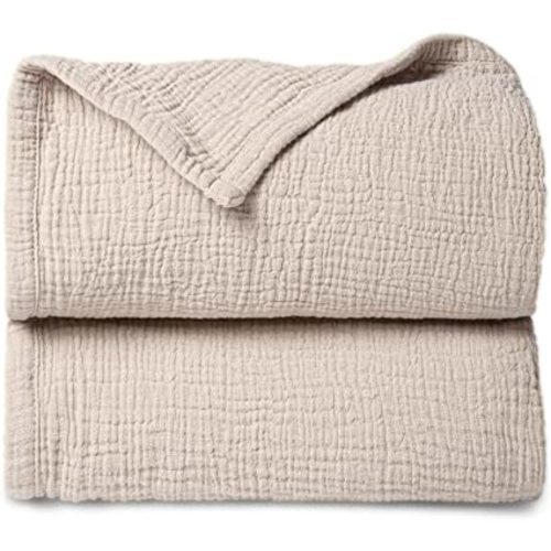 Lulu moon Muslin Quilt Blanket, Crib Blanket for Baby and Toddler,47x47 Inches(Ivory)