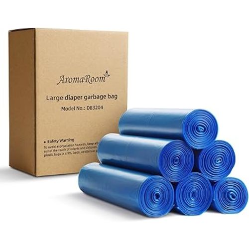 Diaper Pail Refills bag, Leak & Odors Proof Diaper Trash Bags for Newborn Diapers, 216 Count, 6 Rolls (Large Size 6.7"x13")