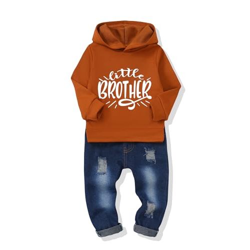 NZRVAWS Baby Boy Clothes Toddler Boy Outfit 2 3 4T 6 12 18 24 Month Fall Winter Hoodie Ripped Jeans Clothing