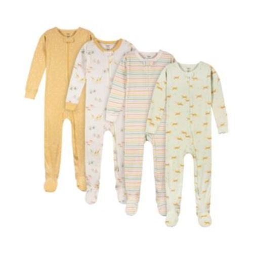 Baby Boys Snug Fit Footed Pajamas, 4-Pack, Moose