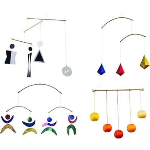 Set of 4 Portable Montessori - Munari, Gobbi, Octahedron, Dancers. Montessori Mobile, Baby Mobile, Hanging Mobile Baby boy and Girl