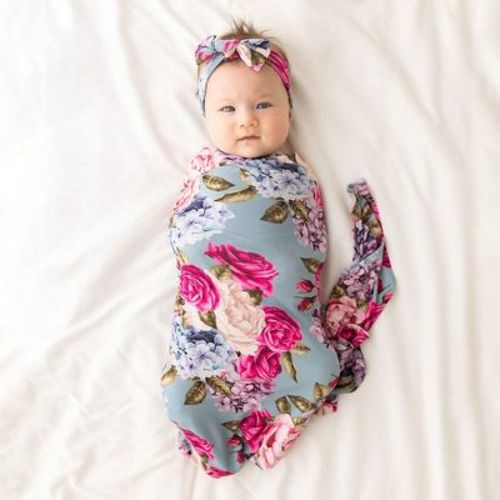 Infant Lacey Swaddle And Headwrap Set - Posh Peanut