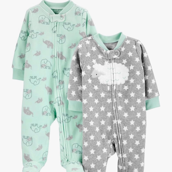 Simple Joys by Carter's unisex-baby 2-pack Neutral Fleece Footed Sleep and Play