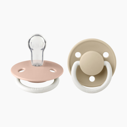 BIBS De Lux Glow-in-the-Dark Silicone Pacifier (2 Pack) - Blush Night / Vanilla Night, De Lux, One Size