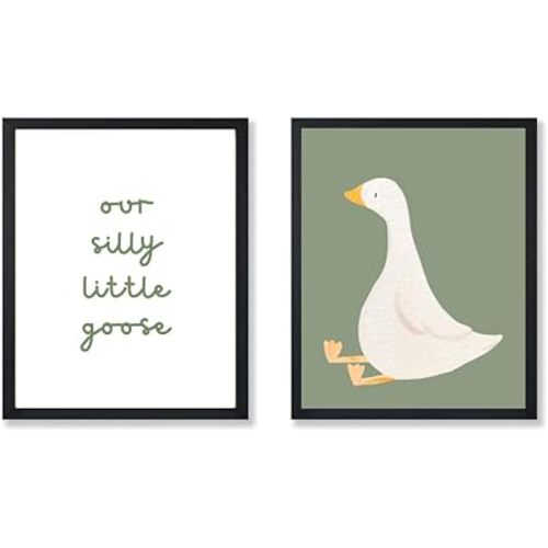 Zaiphany Silly Goose Nursery Wall Art Prints,Silly Goose On The Loose Wall Art,Unframed-8"X10"