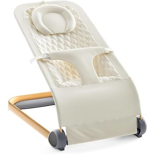 Fodoss Baby Bouncer, Portable Bouncer Seat for Babies, Ergonomic Design Baby Bouncer Chair, Baby Bassinet for Infants, Beige