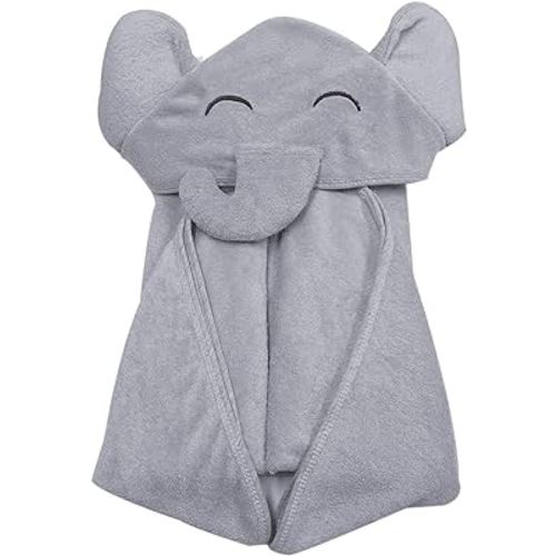 Premium Baby Bath Towel – Viscose Derived from Bamboo, Baby Hooded Towels - Newborn Essential Cute Grey Little Elephant -Perfect Baby Registry Gifts for Boy Girl