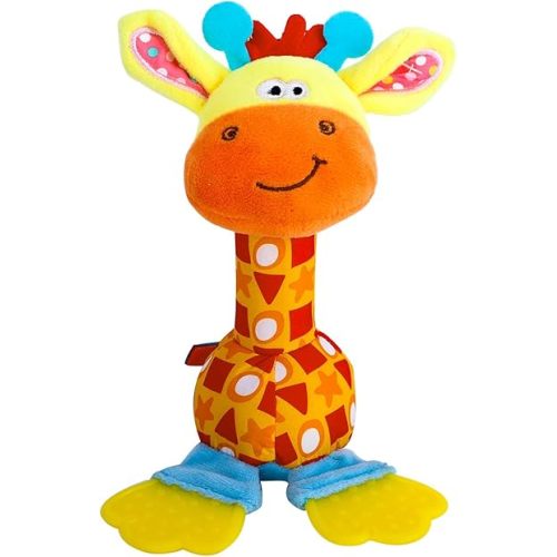 HUADADA Baby Soft Rattles Shaker, Infant Developmental Hand Grip Toys, Sensory Learning Toys with Teether, Sounds for Baby, 3-6-9-12 Months Old