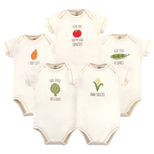 Touched by Nature Organic Cotton Bodysuits 5-Pack, Corn — buybuy BABY