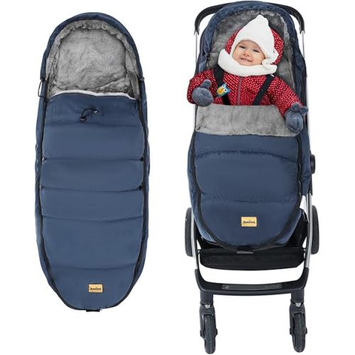 Zooawa Stroller Bunting Bag Universal, Waterproof Baby Stroller Footmuff, Christmas Gift Stroller Sleeping Bag for Cold Weather, Extra Thick, Fits 6-36 Months Baby, Dark Blue