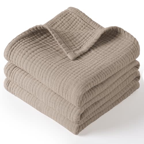 MairMore Muslin Baby Blanket for Boys and Girls, Neutral Cotton Crib Blanket for Newborn Infant Toddler - Soft and Breathable Baby Quilt 1 Pack- 47"*47" (Dusty Brown)