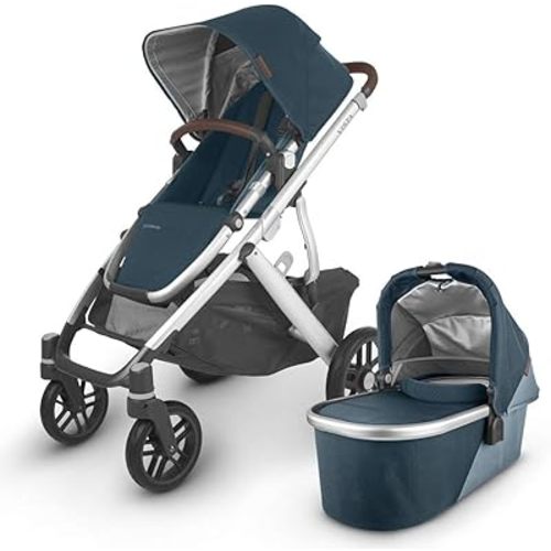 UPPAbaby VISTA V2 Stroller - FINN (deep sea/silver/chestnut leather)