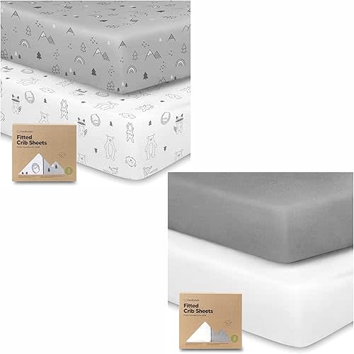 KeaBabies 2-Pack Organic Crib Sheets for Boys, Girls - Jersey Fitted Crib Sheet, Baby Crib Sheets Neutral, Crib Mattress Sheet, Cotton Crib Sheets, Soft Baby Sheets for Crib, Unisex Crib Fitted Sheet