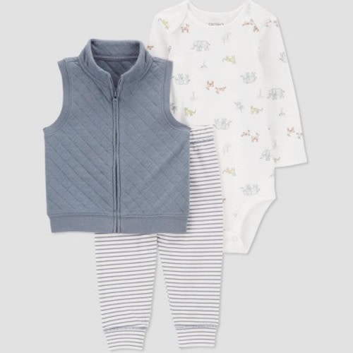 Carter's Just One You® Baby Boys' Quilted Vest Top & Bottom Set - Gray, Size: 9M