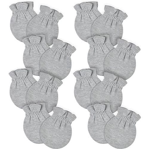 Gerber Baby 12-Pack No Scratch Mittens, Gray Heather, 0-3 Months (8-Pack)